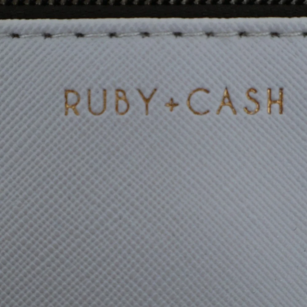 Ruby + Cash Coffee Till Cocktails Pouch Bag Womens 9x6.5 in Blue Faux Leather